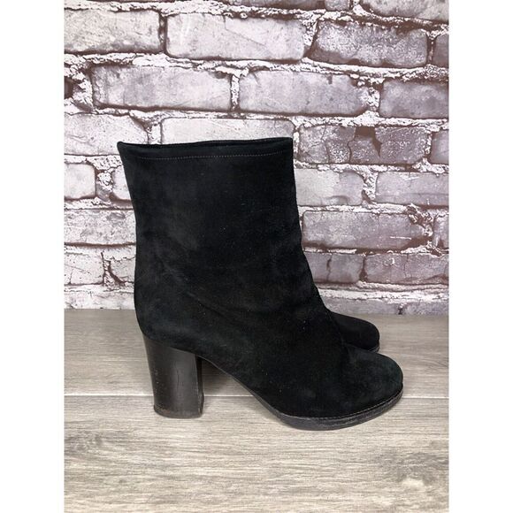 Jil Sander Black Suede Leather Pull On Heel Booties Boots Women Sz 35.5EU/5M US - Picture 12 of 16